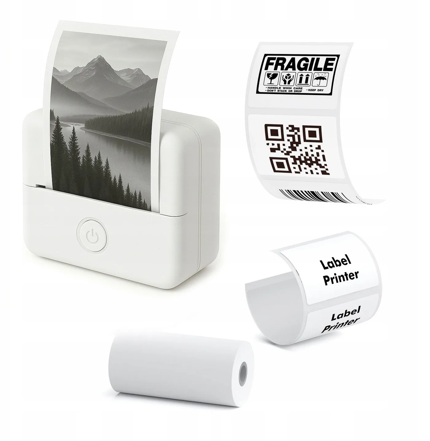 Drukarka Termiczna Bluetooth Do Zdjęć Naklejek Notatek Etykiet Aplikacja Ai / X6 / Biały
