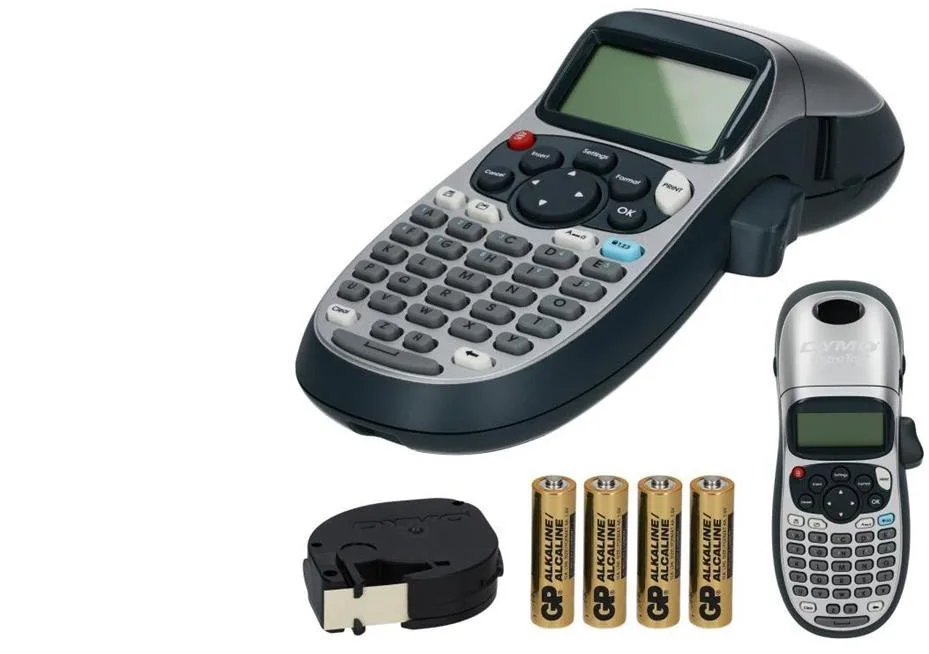 Drukarka DYMO LetraTag LT-100H SILVER dla domu, dzieci, Home Office (LT-XR) 2174577 + taśma DYMO LT 12mm + 4 baterie AA