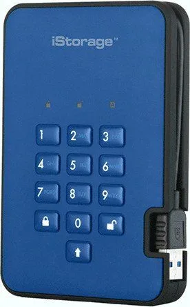 Dysk zewnętrzny HDD iStorage diskAshur2 2TB Niebieski (IS-DA2-256-2000-BE)